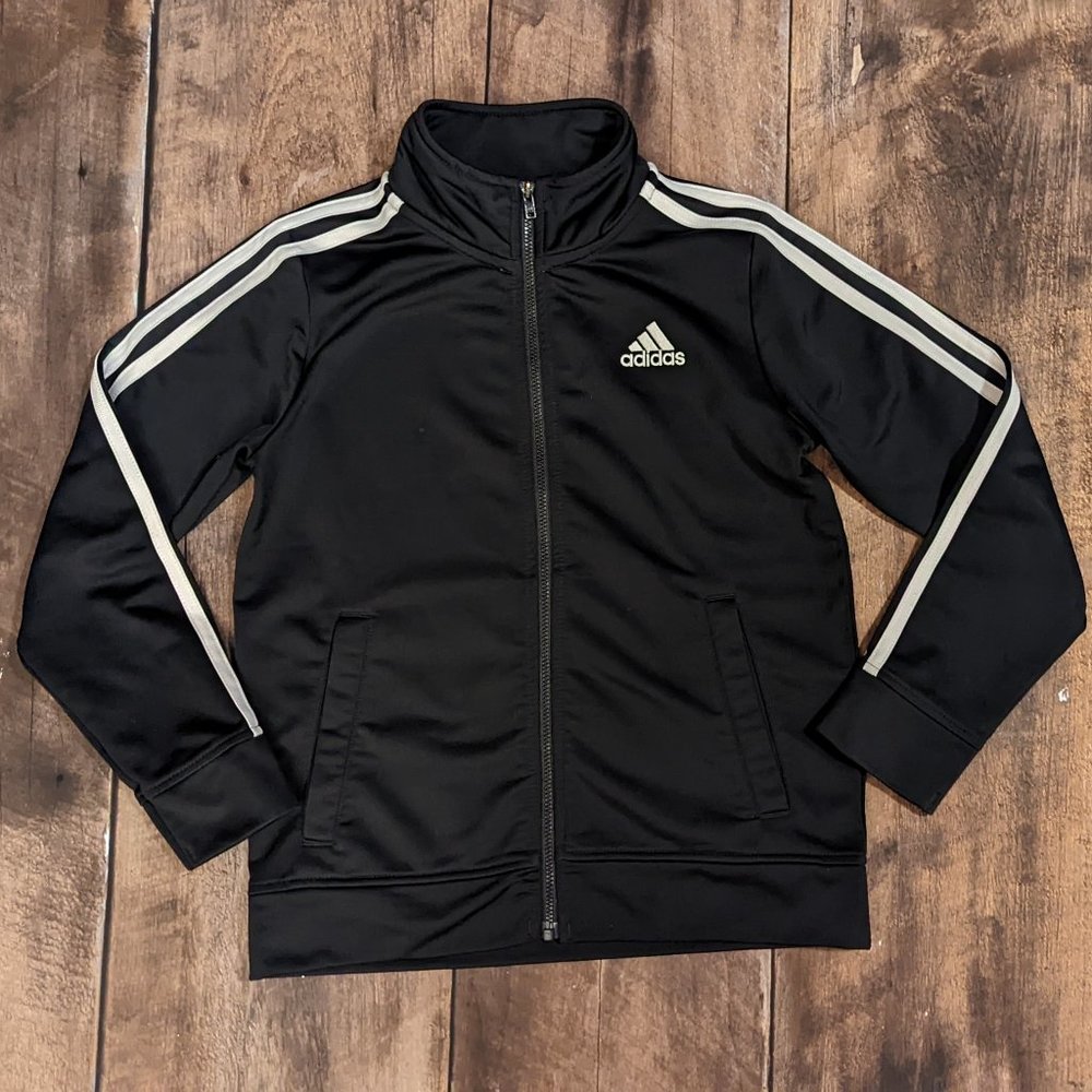Adidas boys black & white track jacket, size Medium (10-12)